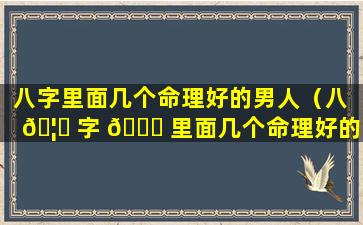八字里面几个命理好的男人（八 🦉 字 🐈 里面几个命理好的男人好吗）